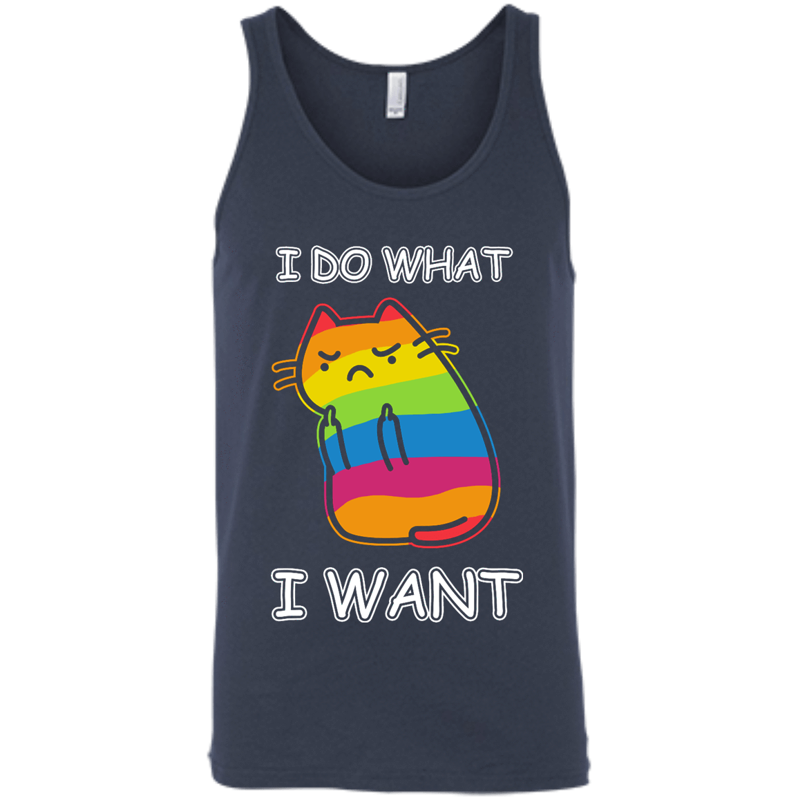 Rainbow Cat I Do What I Want-T-Shirt & Hoodie-Unisex Tank-Navy