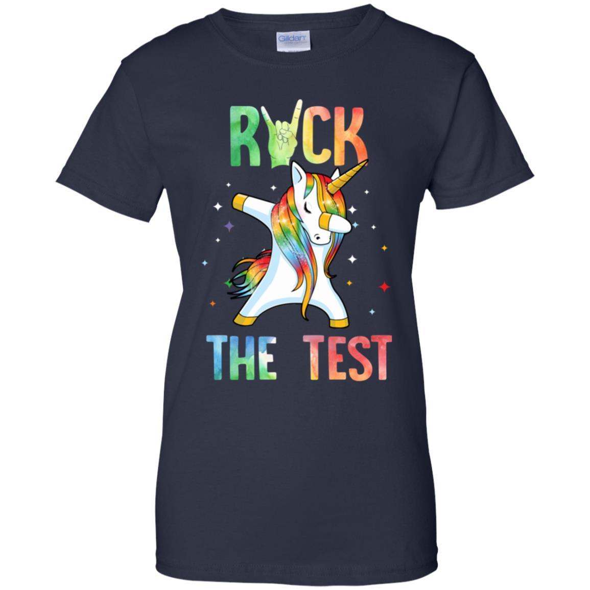 Rock The Test Funny School Unicorn Professor Teacher-T-Shirt & Hoodie-Women's T-Shirt-Navy