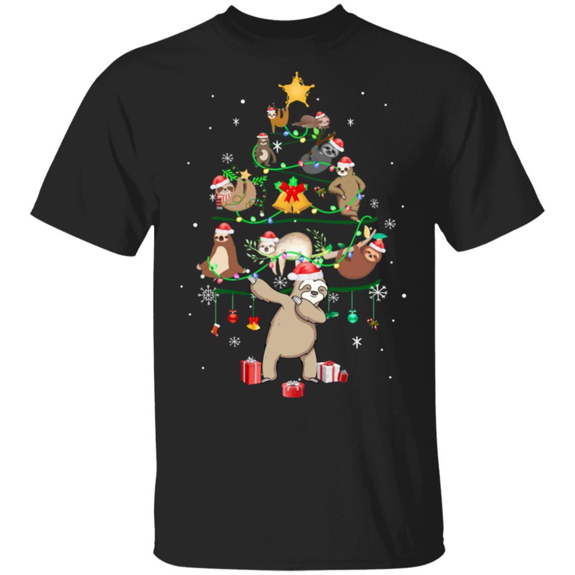 Sloth Christmas Tree Lights Funny Sloth Xmas Gift-T-Shirt & Sweatshirt-Classic T-Shirt-Black