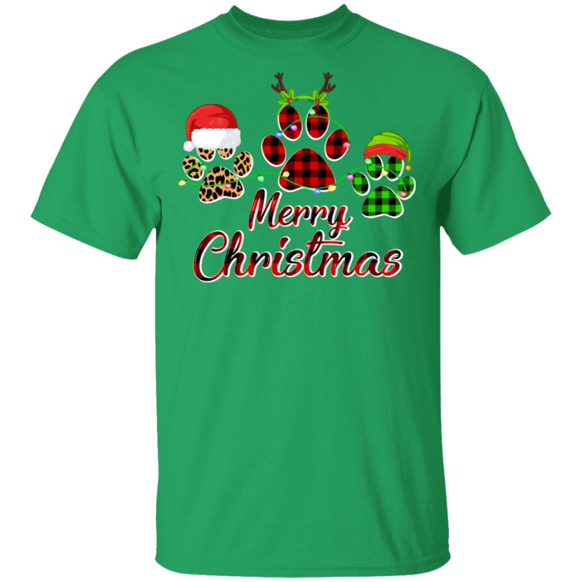 Paw Dogs Merry Christmas Dog Lovers Red Buffalo-T-Shirt & Sweatshirt-Classic T-Shirt-Irish Green