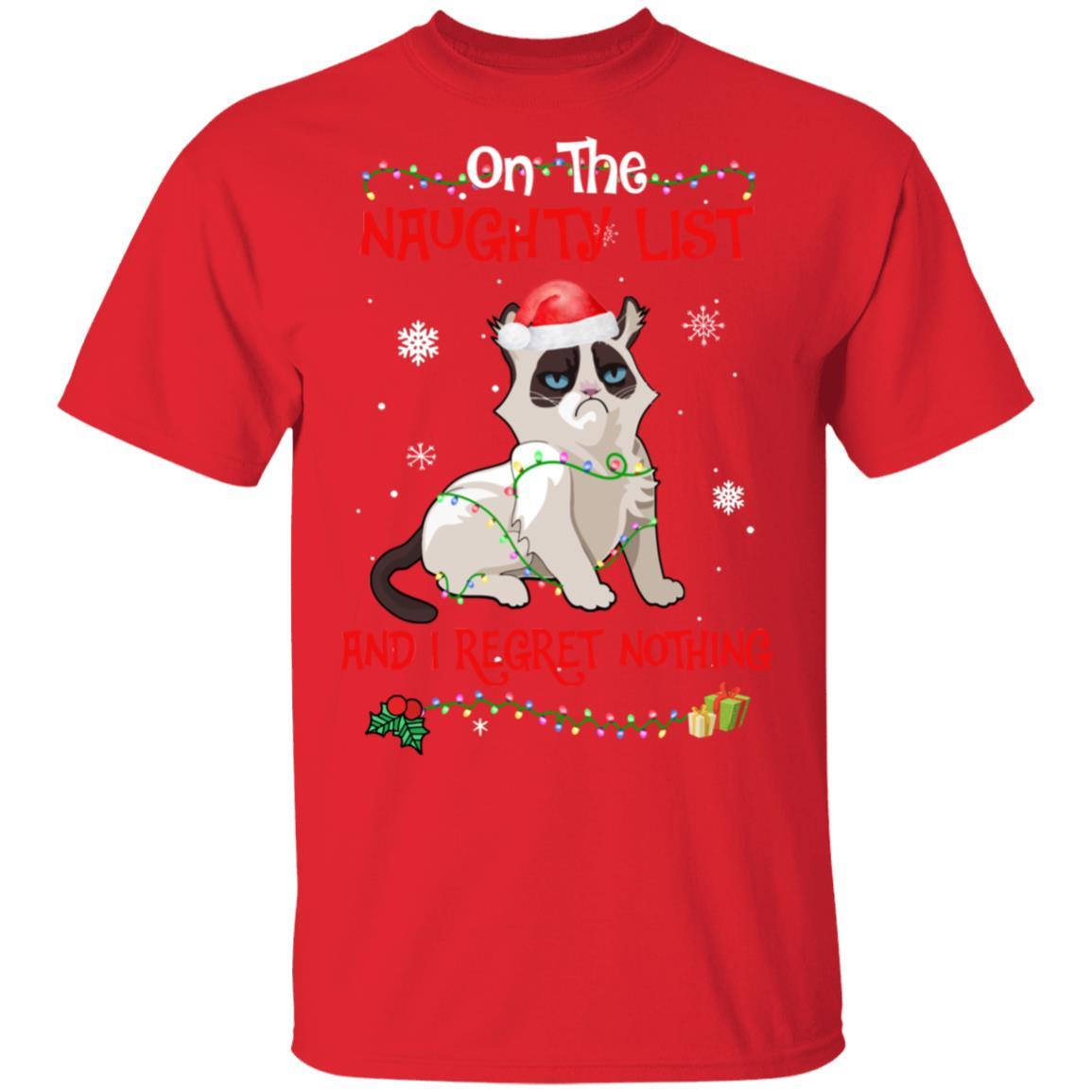 On The Naughty List I Regret Nothing Cat Christmas Gift-T-Shirt & Sweatshirt-Classic T-Shirt-Red