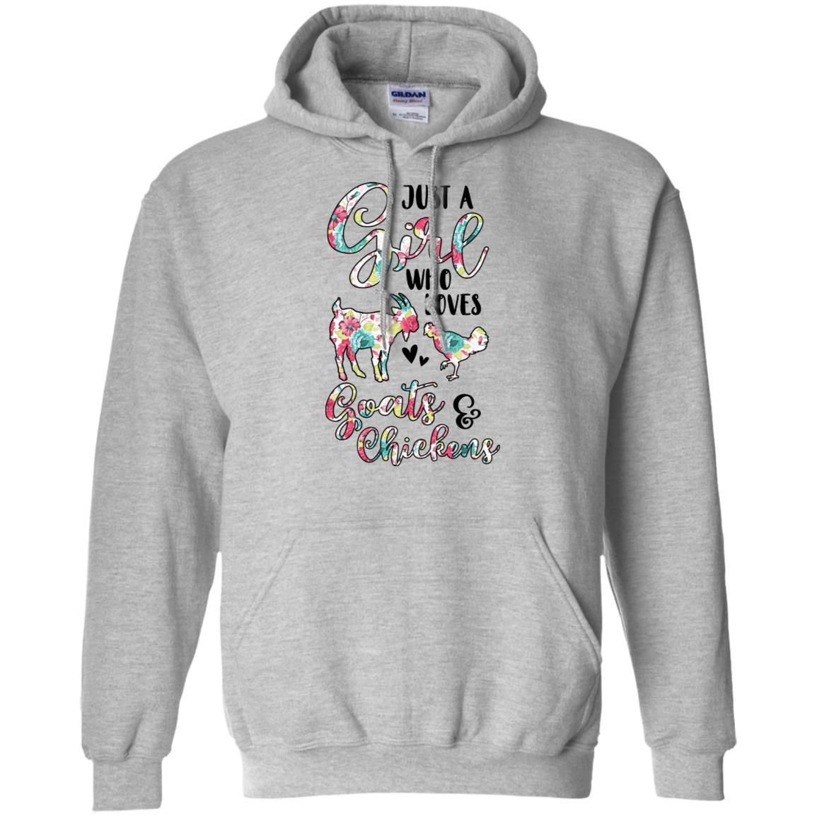 Just A Girl Who Loves Goats Chickens Lovers-T-Shirt & Tank Top-Pullover Hoodie-Sport Grey