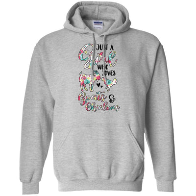 Just A Girl Who Loves Goats Chickens Lovers-T-Shirt & Tank Top-Pullover Hoodie-Sport Grey