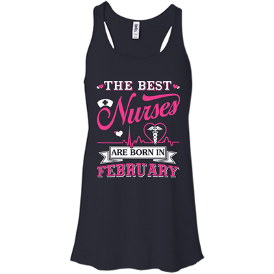 The Best Nurses Are Born In February-T-Shirt & Hoodie-Women's Flowy Racerback Tank-Midnight