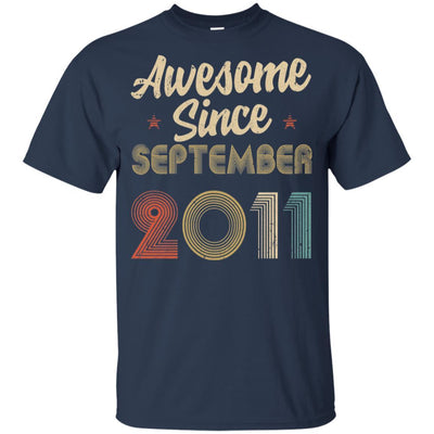 Awesome Since September 2011 Vintage 10th Birthday Gifts Youth-Youth Shirt-Youth T-Shirt-Navy
