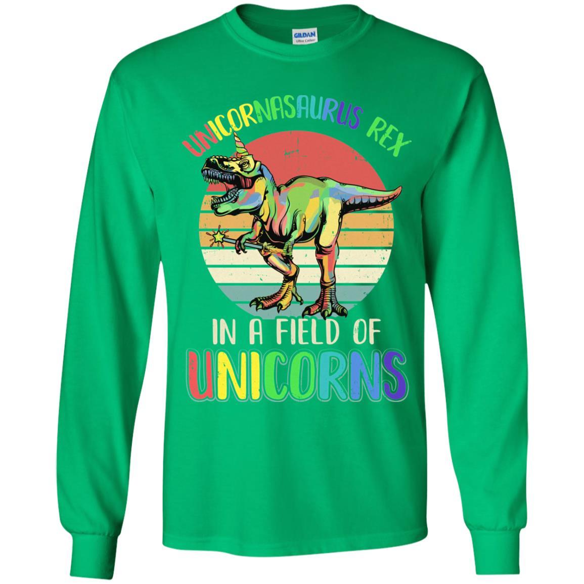 Be A Unicornasaurus Rex In A Field Of Unicorns Youth-Youth Shirt-Youth Long Sleeve T-Shirt-Irish Green