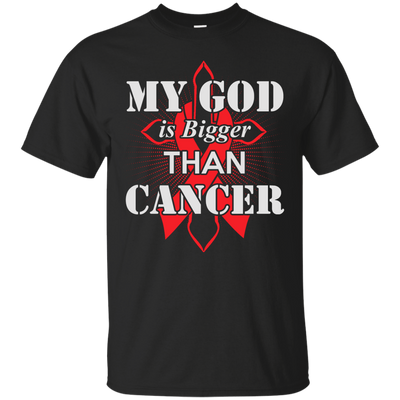 My God Is Bigger Than Cancer Red Awareness Ribbon-T-Shirt & Hoodie-Classic T-Shirt-Black