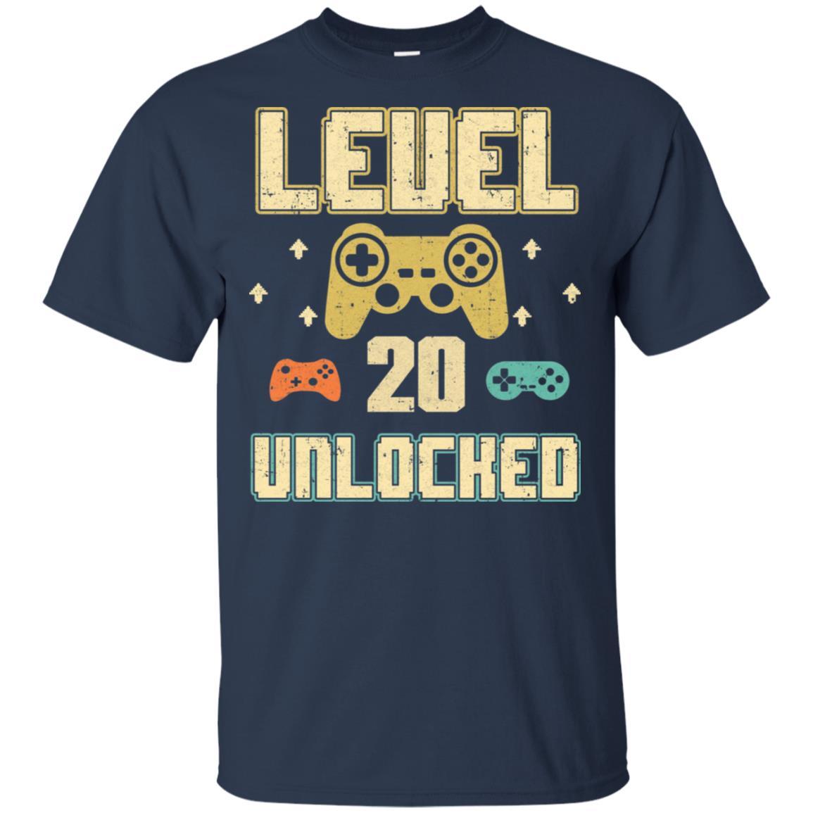 Level 20 Unlocked Video Gamer 20th Birthday Gift-T-Shirt & Hoodie-Classic T-Shirt-Navy