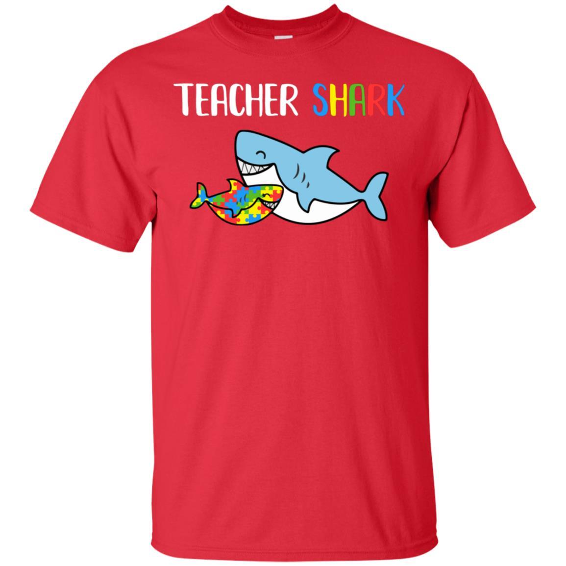 Teacher Shark Support Autism Awareness For Child-T-Shirt & Hoodie-Classic T-Shirt-Red