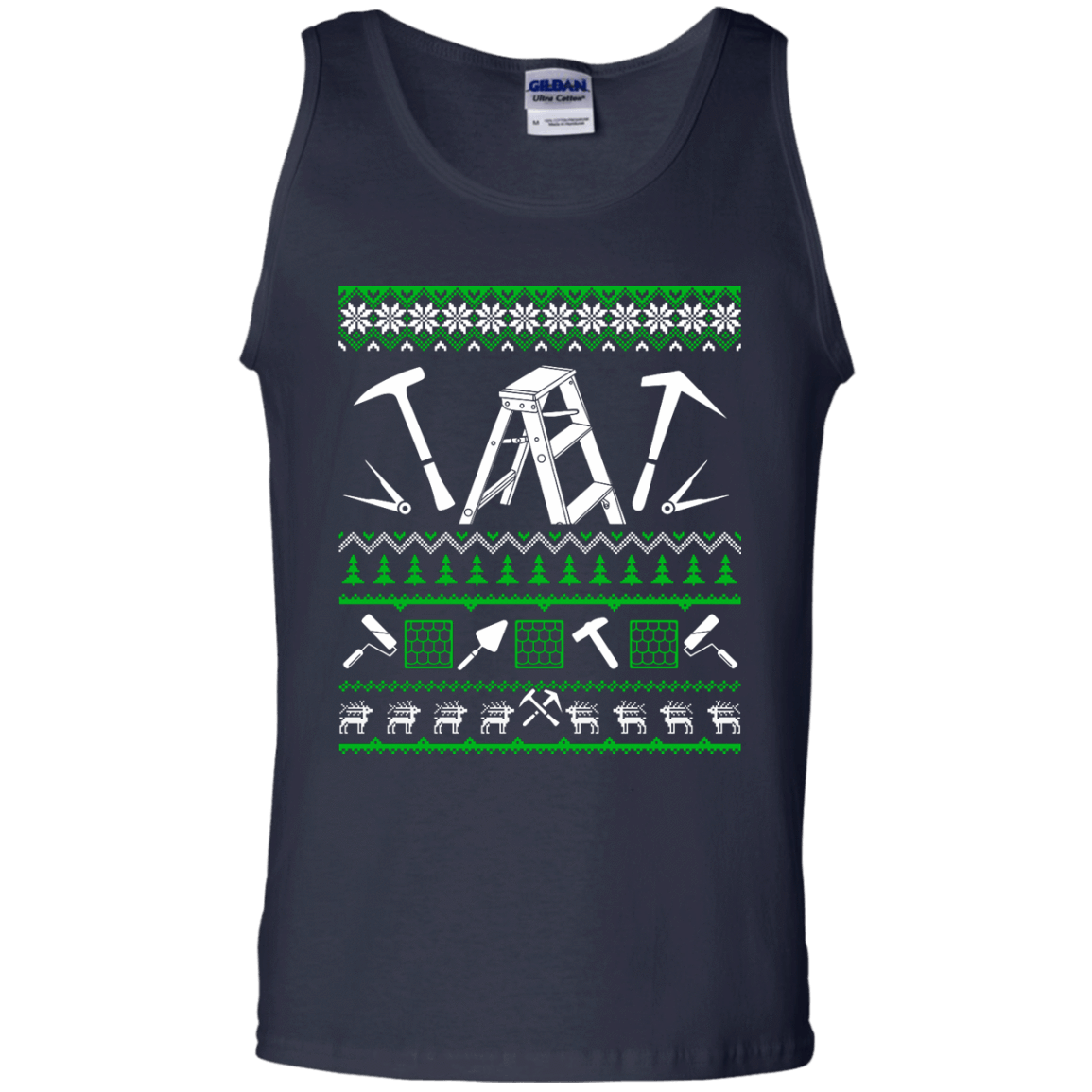 Roofer Christmas Sweater-T-Shirt & Hoodie-Unisex Tank-Navy