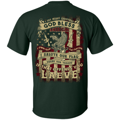I Say Merry Christmas God Bless America Christmas-T-Shirt & Hoodie-Classic T-Shirt-Forest Green