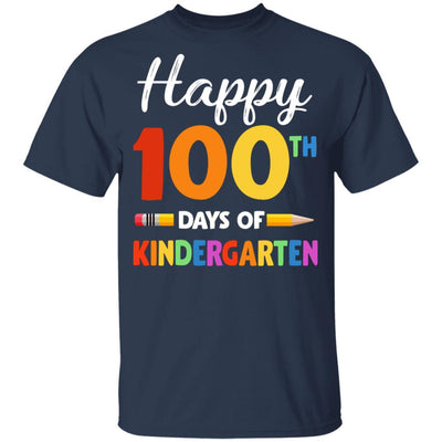 Happy 100Th Day Of Kindergarten Teacher Or Student Gift Youth-Youth Shirt-Youth T-Shirt-Navy