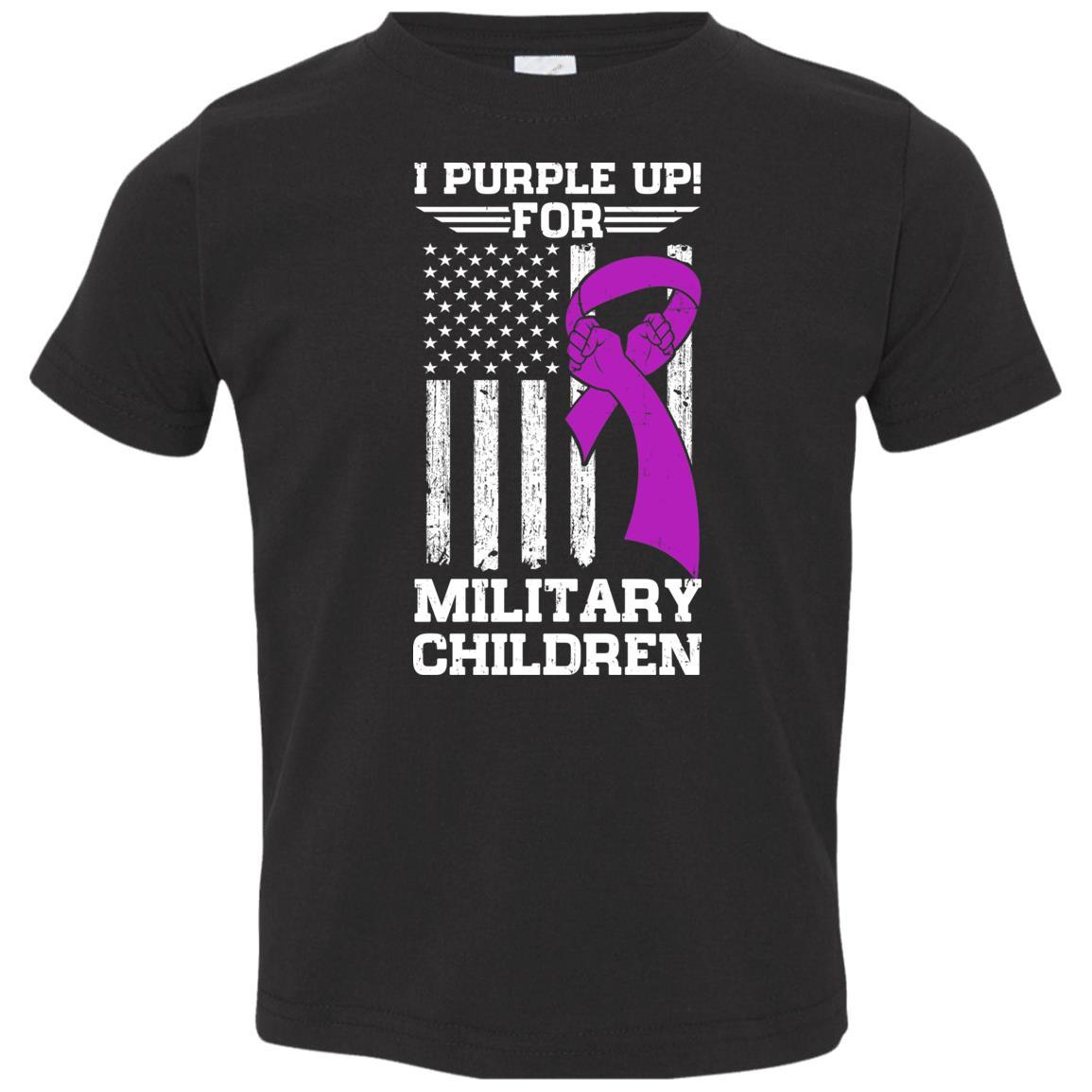 I Purple Up For Military Children Kid Child Gifts Youth-Youth Shirt-Toddler T-Shirt-Black