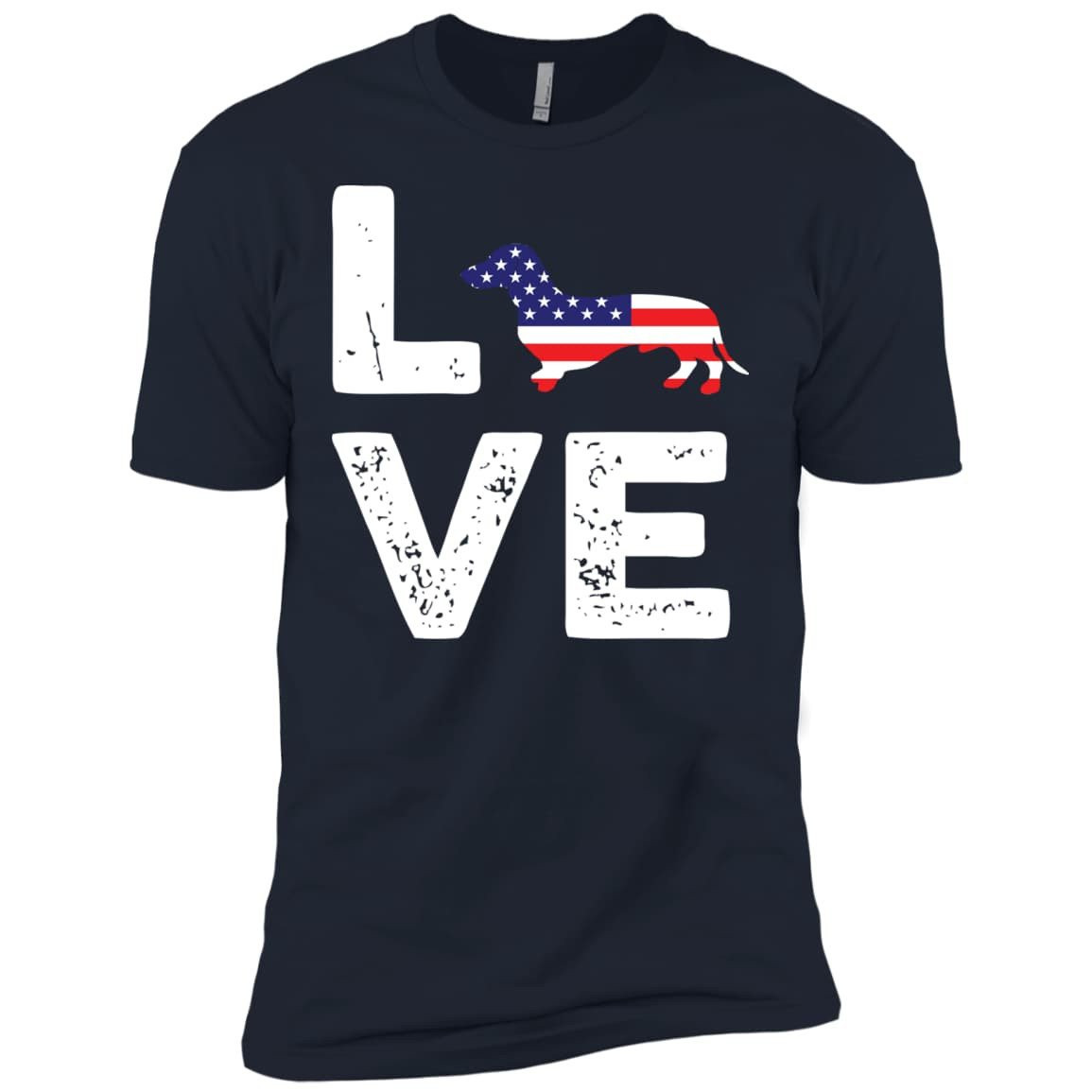 American Flag Dog Wiener Love-T-Shirt & Hoodie-Premium T-Shirt-Midnight Navy
