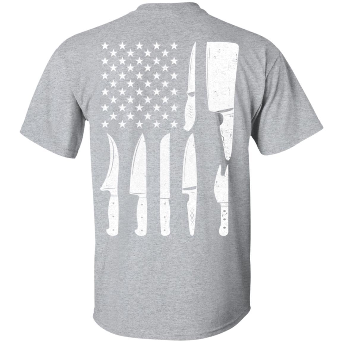 Chef Knife Patriotic American Flag Kitchen-T-Shirt & Hoodie-Classic T-Shirt-Sport Grey