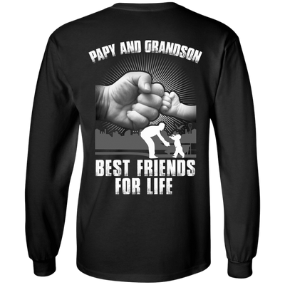 Papy And Grandson Best Friends For Life-T-Shirt & Hoodie-Long Sleeve T-Shirt-Black