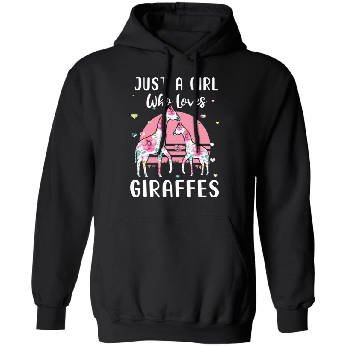 Just A Girl Who Loves Giraffes-T-Shirt & Tank Top-Pullover Hoodie-Black