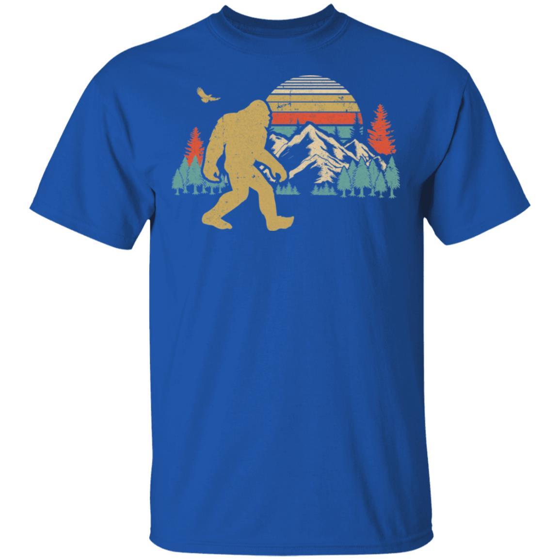 Vintage Retro Bigfoot Silhouette Mountain Sun Believe-T-Shirt & Hoodie-Classic T-Shirt-Royal