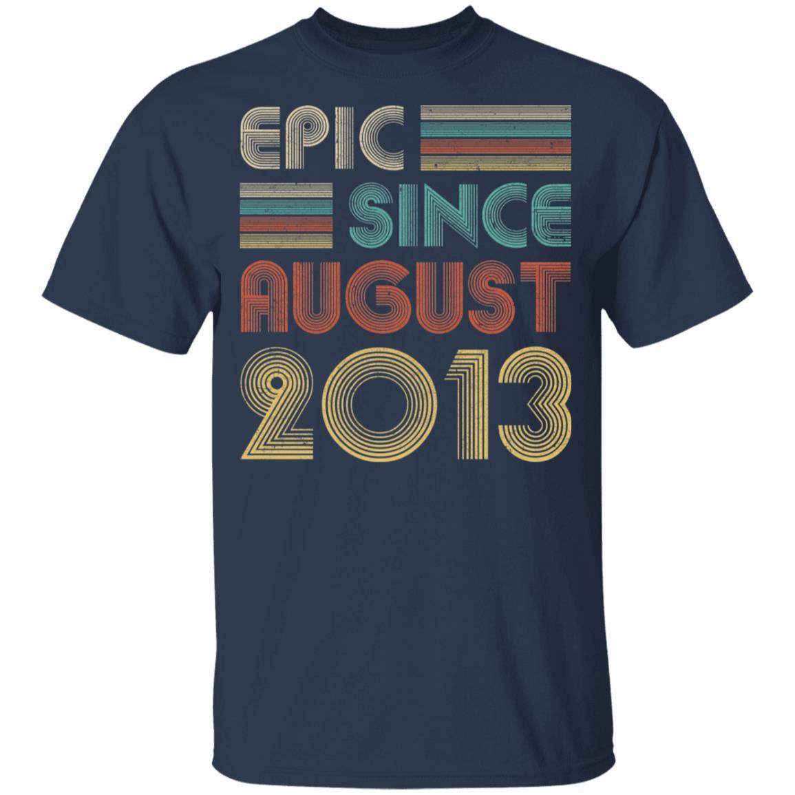 Epic Since August 2013 Vintage 8th Birthday Gifts Youth-Youth Shirt-Youth T-Shirt-Navy
