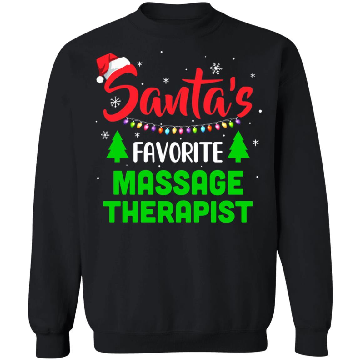 Santa's Favorite Massage Therapist Funny Christmas Xmas Gifts-T-Shirt & Sweatshirt-Crewneck Sweatshirt-Black