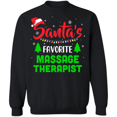 Santa's Favorite Massage Therapist Funny Christmas Xmas Gifts-T-Shirt & Sweatshirt-Crewneck Sweatshirt-Black