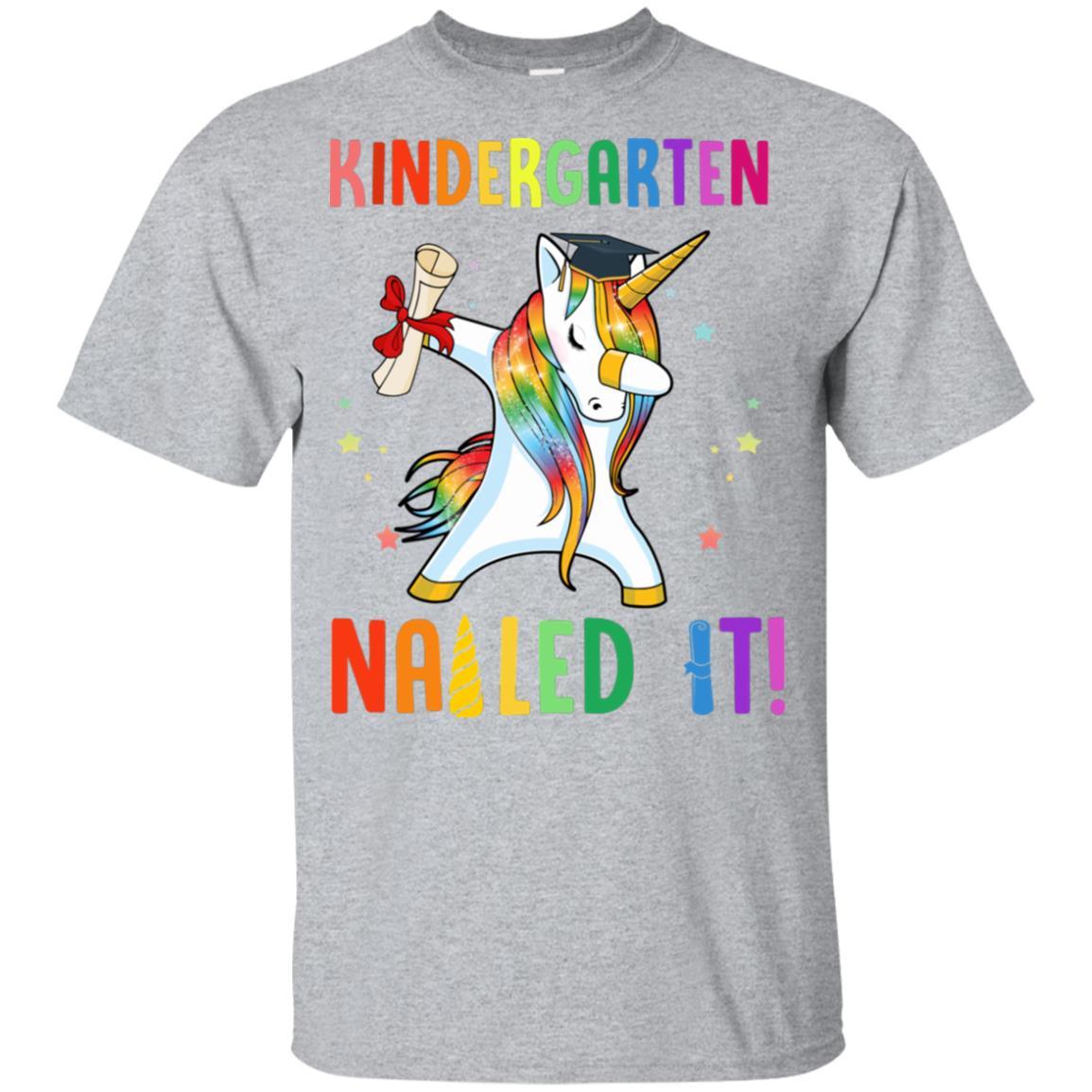 Dabbing Kindergarten Unicorn Nailed It Graduation Class Of 2021 Youth-Youth Shirt-Youth T-Shirt-Sport Grey