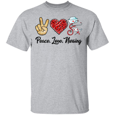 Peace Love Nursing RN Love Nurse Gifts-T-Shirt & Tank Top-Classic T-Shirt-Sport Grey