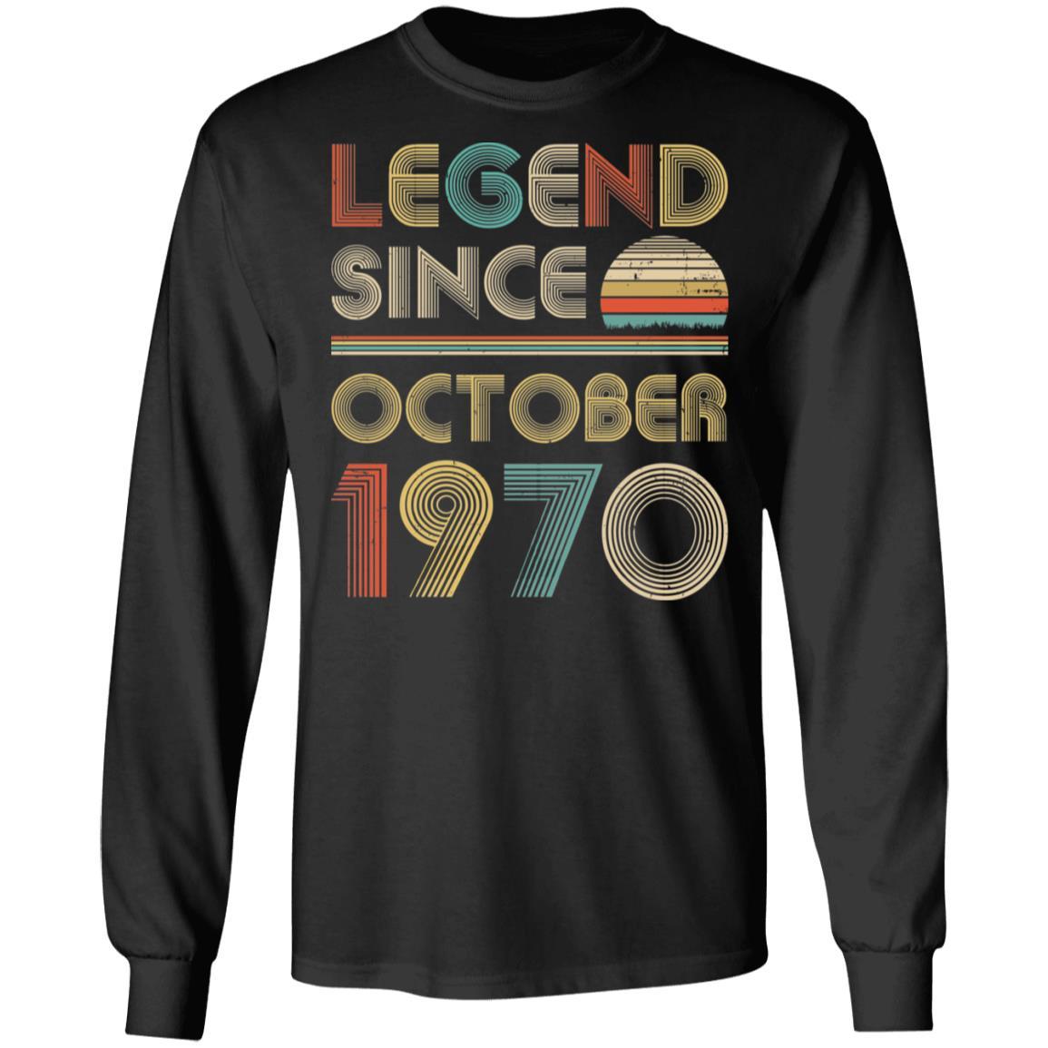 Legend Since October 1970 Vintage 51th Birthday Gifts-T-Shirt & Hoodie-Long Sleeve T-Shirt-Black