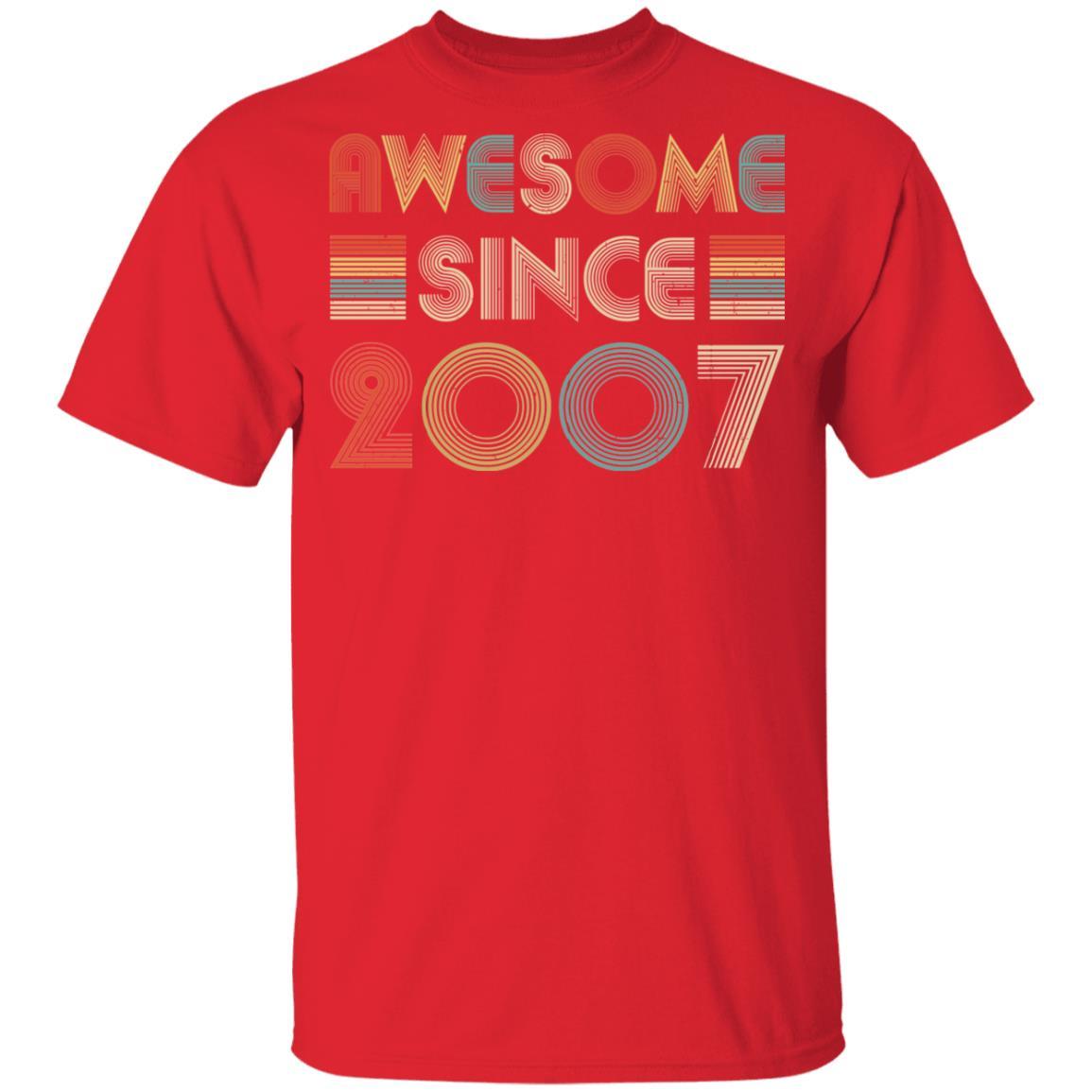 Awesome Since 2007 14th Birthday Gifts-T-Shirt & Hoodie-Youth T-Shirt-Red