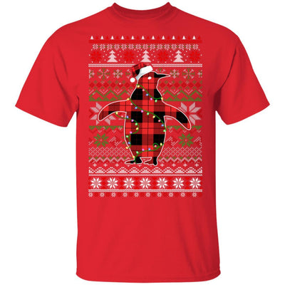 Red Plaid Buffalo Penguin Pajamas Family Christmas Sweater-T-Shirt & Sweatshirt-Classic T-Shirt-Red