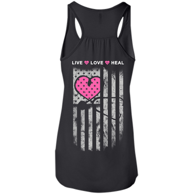 Nurse Heart Flag American Live Love Heal-T-Shirt & Hoodie-Women's Flowy Racerback Tank-Black