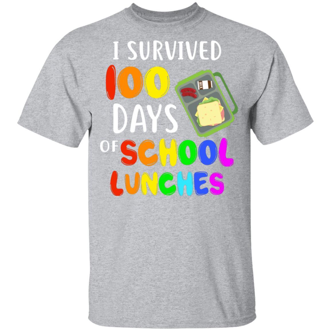 I Survived 100 Days School Lunches Kids Youth-Youth Shirt-Youth T-Shirt-Sport Grey