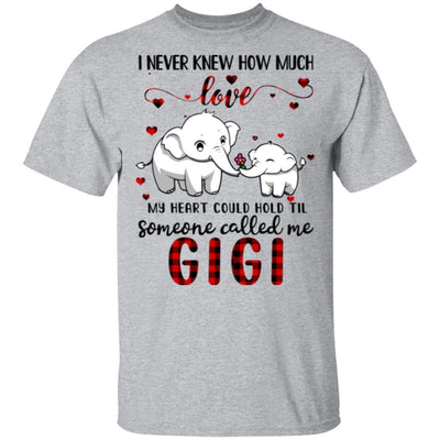 Someone Called Me Gigi Elephant Red Plaid Mother's Day-T-Shirt & Hoodie-Classic T-Shirt-Sport Grey