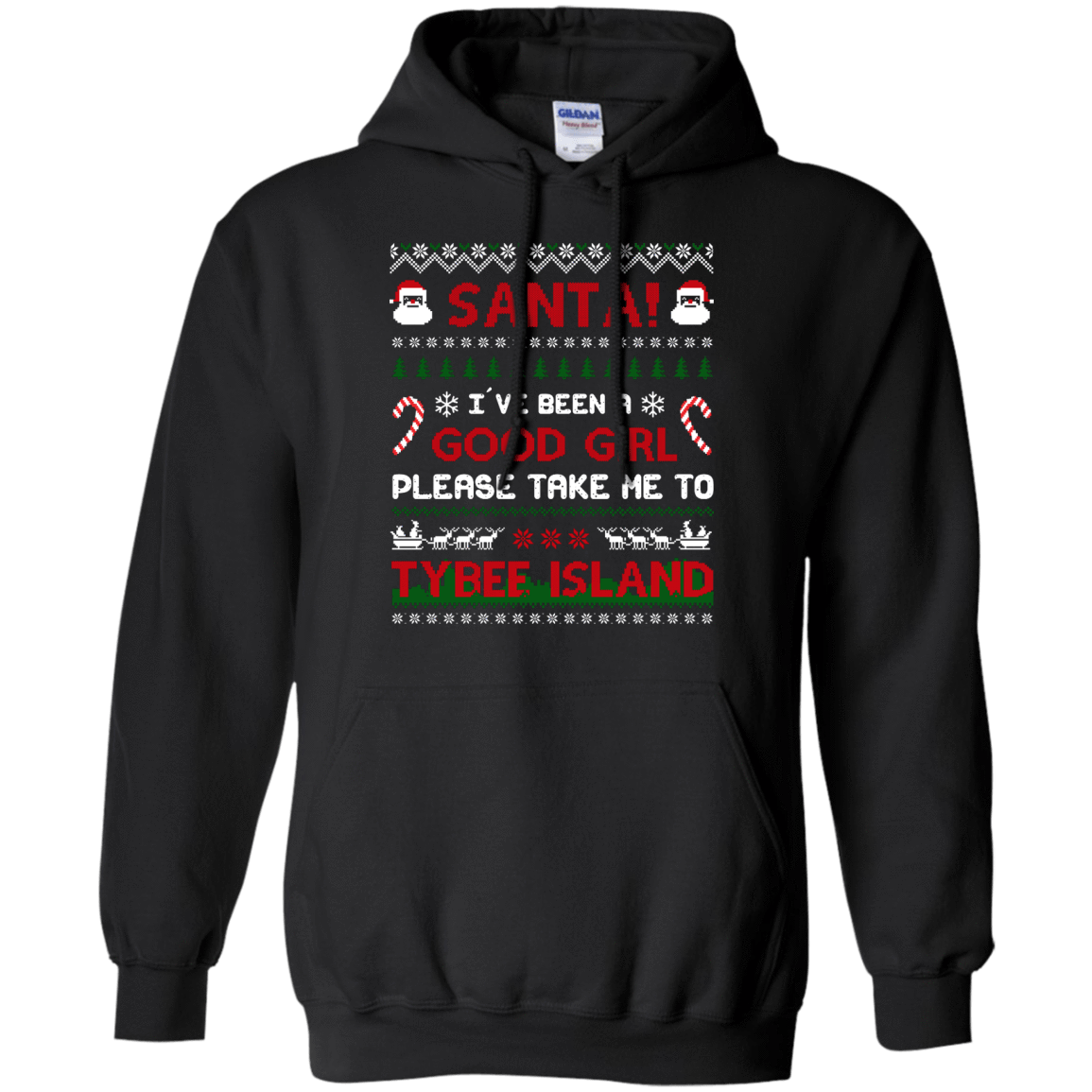 Santa I've Been A Good Girl Please Take Me To Tybee Island-T-Shirt & Hoodie-Pullover Hoodie-Black