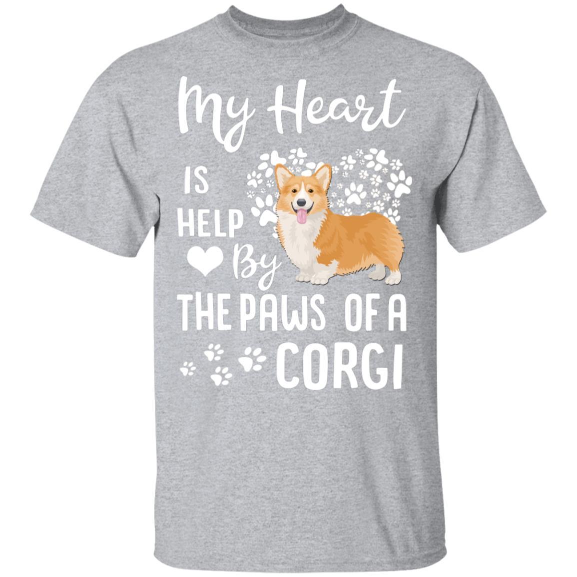 My Heart Is Held By The Paws Of A Corgi Lover-T-Shirt & Hoodie-Classic T-Shirt-Sport Grey