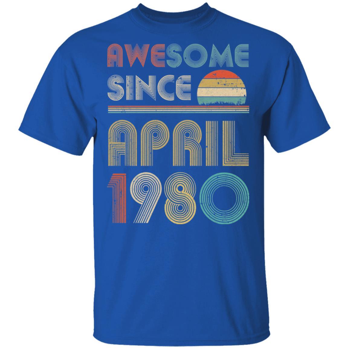Awesome Since April 1980 Vintage 41th Birthday Gifts-T-Shirt & Hoodie-Classic T-Shirt-Royal
