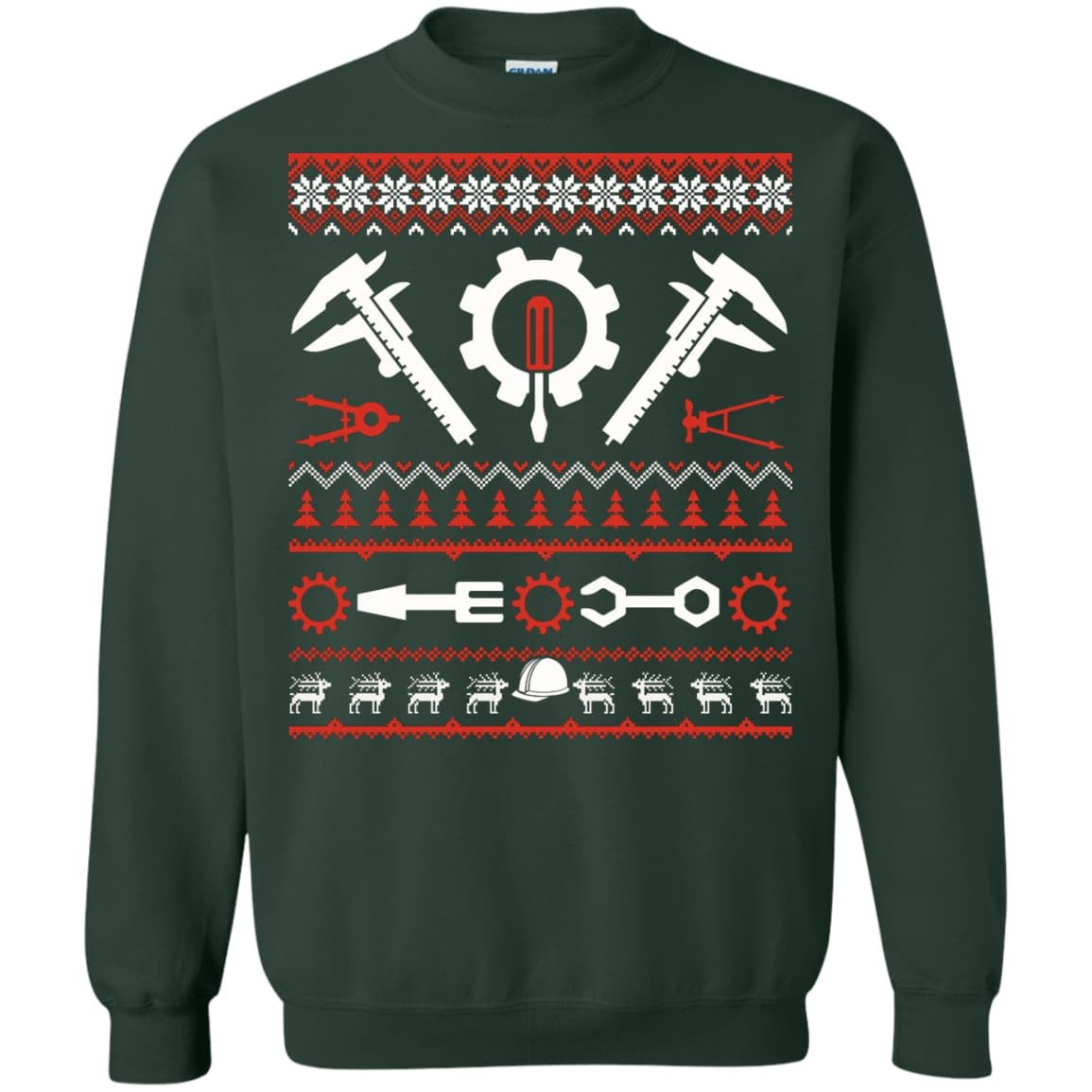 Engineer Christmas Sweater-T-Shirt & Hoodie-Crewneck Sweatshirt-Forest Green