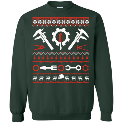Engineer Christmas Sweater-T-Shirt & Hoodie-Crewneck Sweatshirt-Forest Green