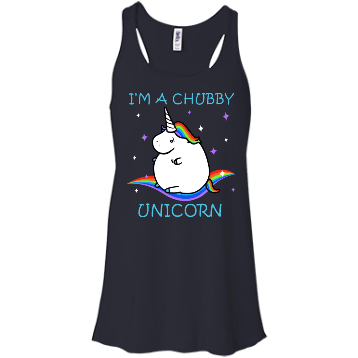 I'm A Chubby Unicorn-T-Shirt & Hoodie-Women's Flowy Racerback Tank-Midnight