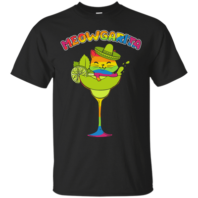 Rainbow Meowgarita Margarita Cat Lover-T-Shirt & Hoodie-Classic T-Shirt-Black