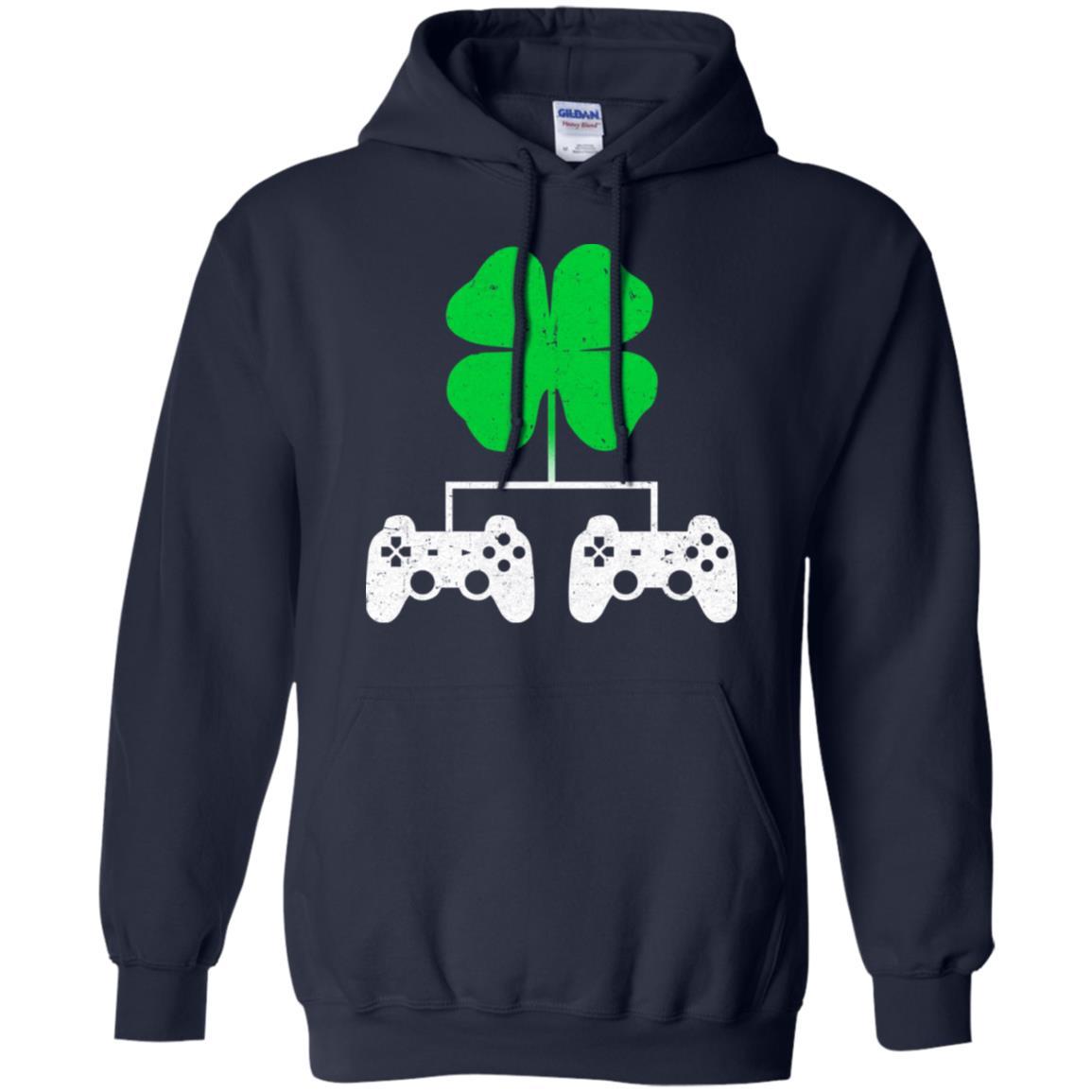 Video Game Clover Controller Gamer St Patrick's Day-T-Shirt & Hoodie-Pullover Hoodie-Navy