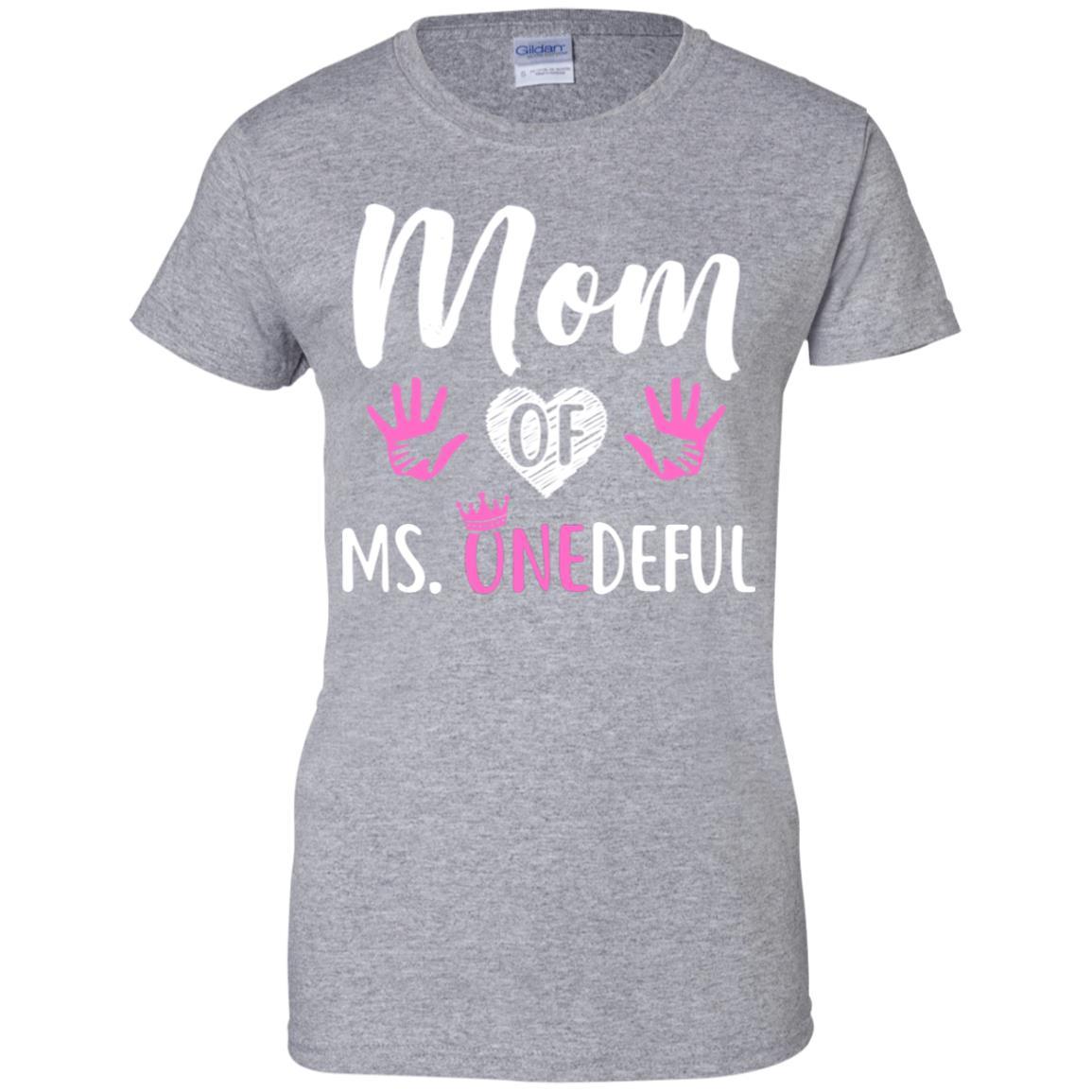 Funny Mom Of Ms. Onederful Wonderful 1st Birthday Girl-T-Shirt & Hoodie-Women's T-Shirt-Sport Grey