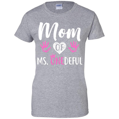 Funny Mom Of Ms. Onederful Wonderful 1st Birthday Girl-T-Shirt & Hoodie-Women's T-Shirt-Sport Grey