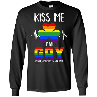 Kiss Me I'm Gay Or Irish Or Drunk St Patrick's Day-T-Shirt & Hoodie-Long Sleeve T-Shirt-Black