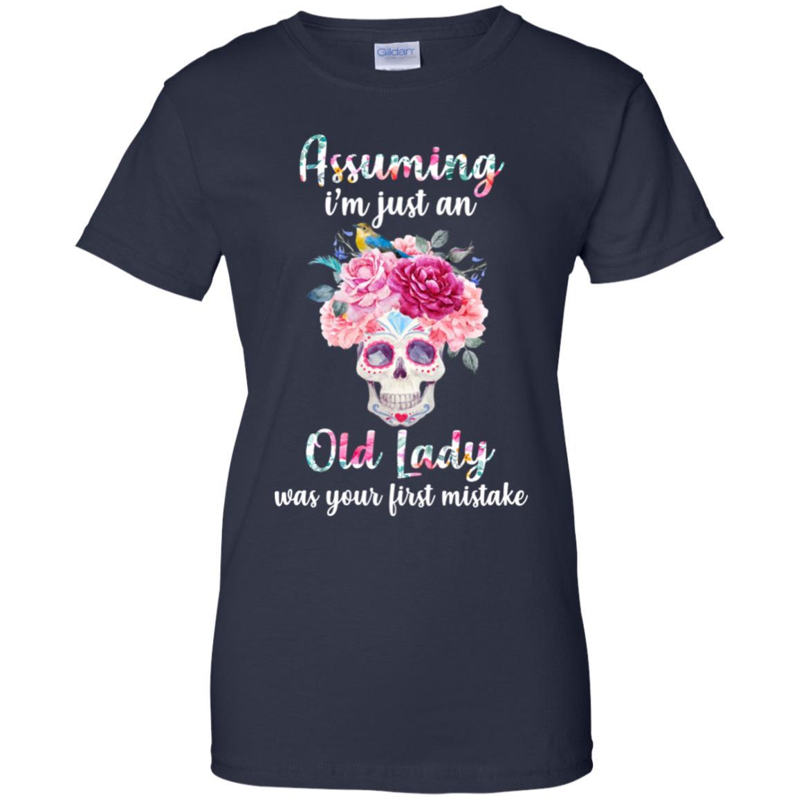 Assuming I'm Just An Old Lady Was Your First Mistake Skull-T-Shirt & Hoodie-Women's T-Shirt-Navy