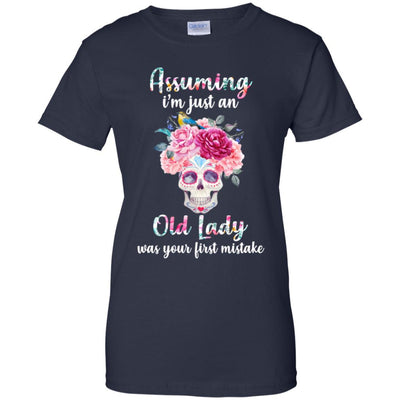Assuming I'm Just An Old Lady Was Your First Mistake Skull-T-Shirt & Hoodie-Women's T-Shirt-Navy