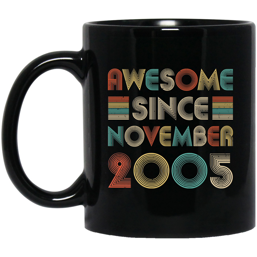 Awesome Since November 2005 Vintage 16th Birthday Gifts Mug-Coffee Mug-BM11OZ 11 oz. Black Mug-Black