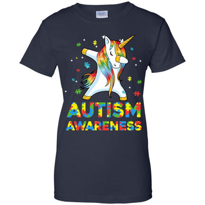 Dabbing Unicorn Puzzle Autism Awareness For Girls-T-Shirt & Hoodie-Women's T-Shirt-Navy