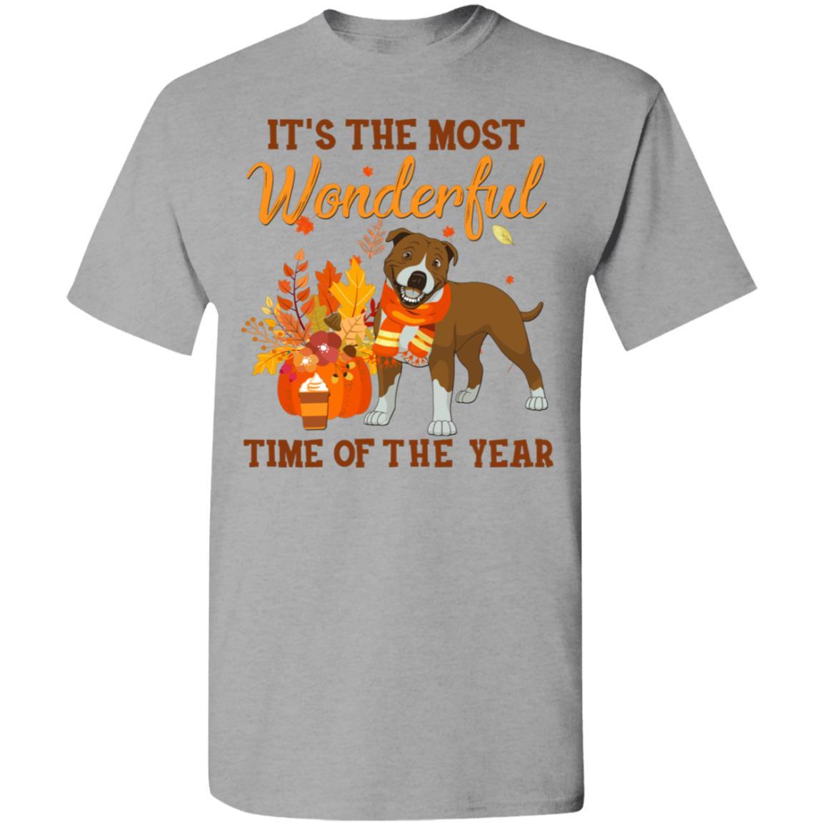 Pit Bull Autumn It's The Most Wonderful Time Of The Year-T-Shirt & Hoodie-Classic T-Shirt-Sport Grey