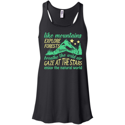 Like Mountains Explore Forests Breathe The Wild Air-T-Shirt & Hoodie-Women's Flowy Racerback Tank-Black